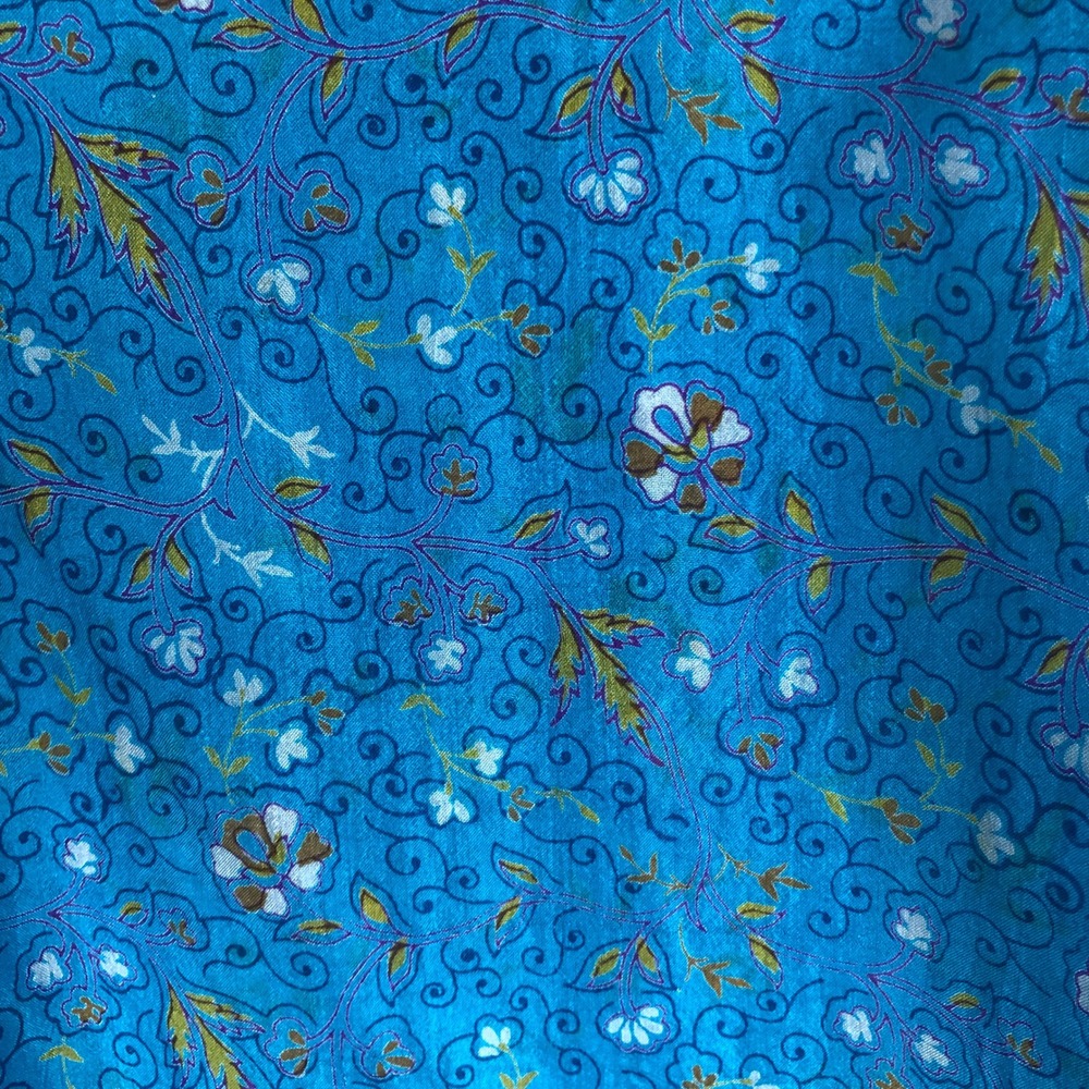 MATTA 100% Silk Maxi Slip Dress Sz S Blue Floral Side Slit Luxe Lightweight - Picture 9 of 12
